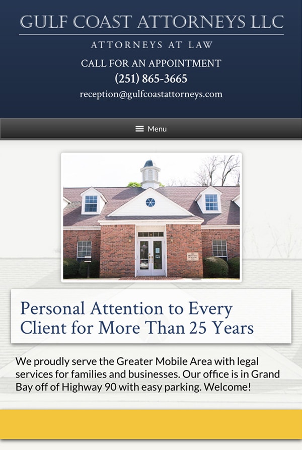 Mobile Friendly Law Firm Webiste for Gulf Coast Attorneys LLC