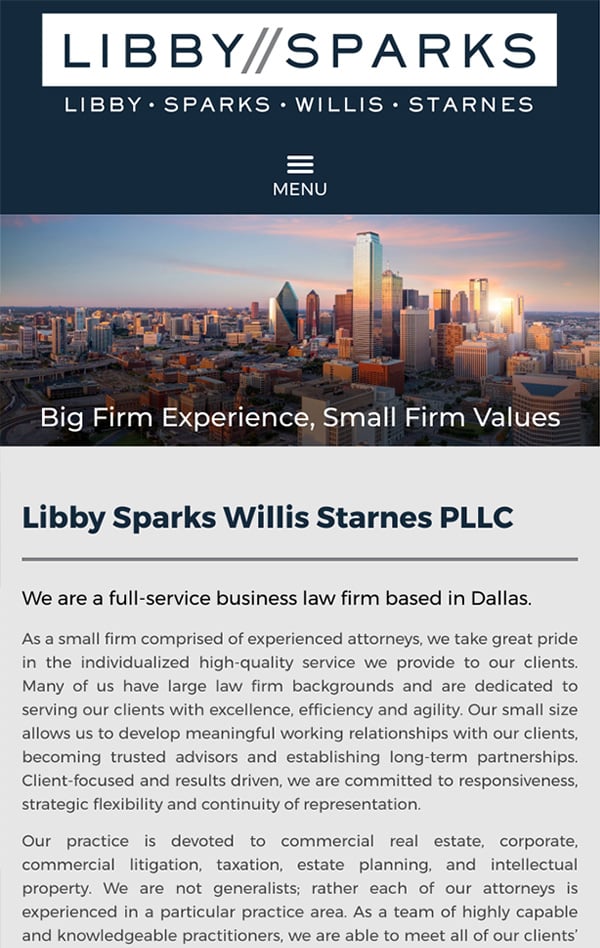 Mobile Friendly Law Firm Webiste for Libby Sparks Willis Starnes PLLC