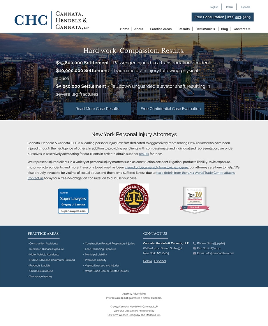 Law Firm Website Design for Cannata, Hendele & Cannata, LLP