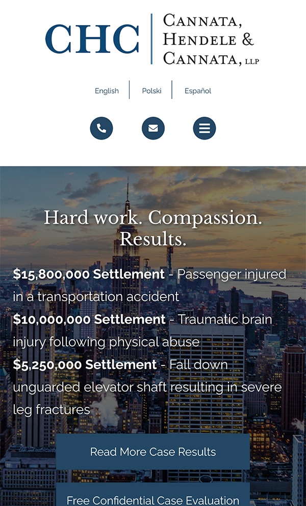 Mobile Friendly Law Firm Webiste for Cannata, Hendele & Cannata, LLP