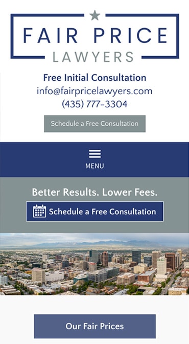 Responsive Mobile Attorney Website for Fair Price Lawyers