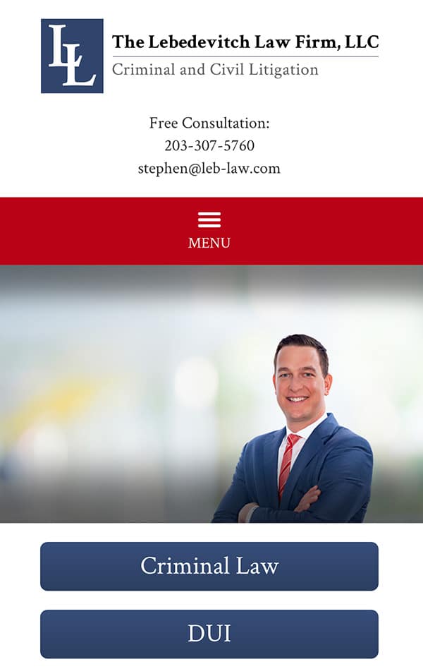 Mobile Friendly Law Firm Webiste for The Lebedevitch Law Firm, LLC