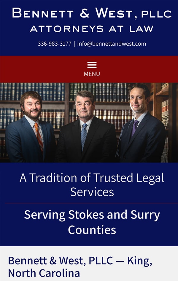 Mobile Friendly Law Firm Webiste for Bennett & West, PLLC