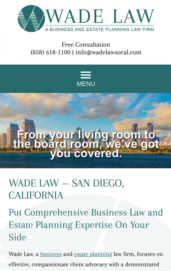 Mobile Friendly Law Firm Webiste for Wade Law