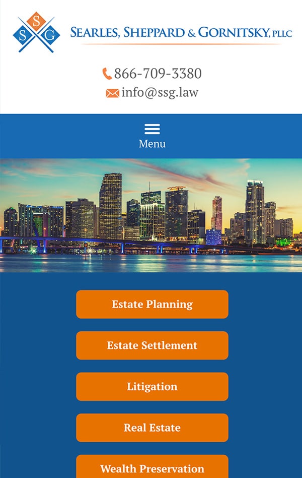 Mobile Friendly Law Firm Webiste for Searles Sheppard & Gornitsky, PLLC