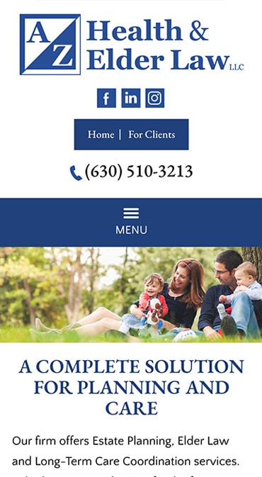 Responsive Mobile Attorney Website for A/Z Health & Elder Law LLC