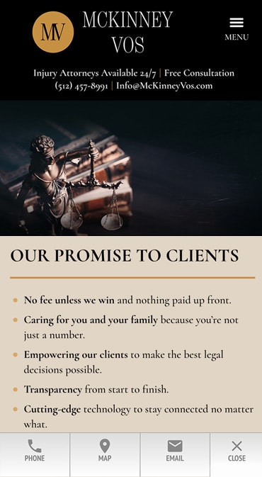 Responsive Mobile Attorney Website for McKinney Vos PLLC