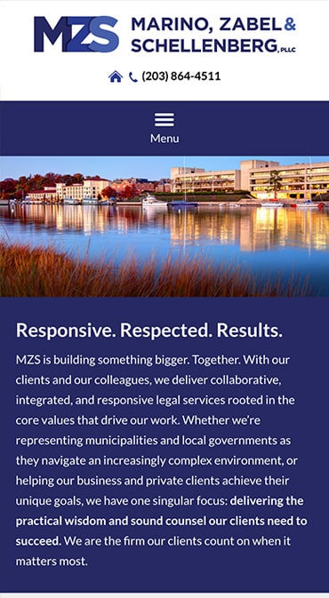 Responsive Mobile Attorney Website for Marino, Zabel & Schellenberg, PLLC