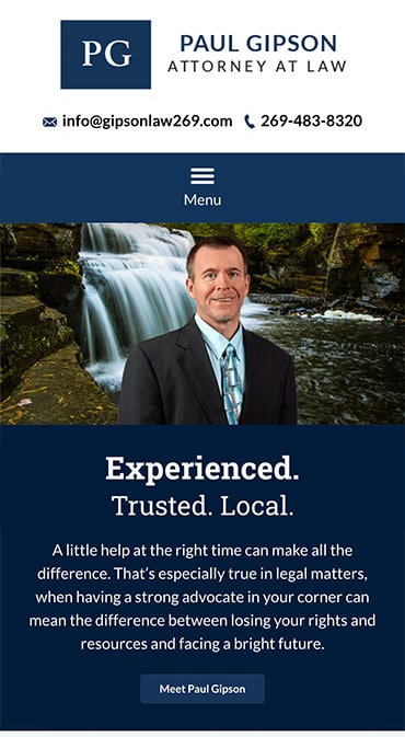 Responsive Mobile Attorney Website for Paul Gipson, Attorney at Law