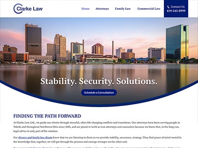 Law Firm Website design for Clarke Law, Ltd.