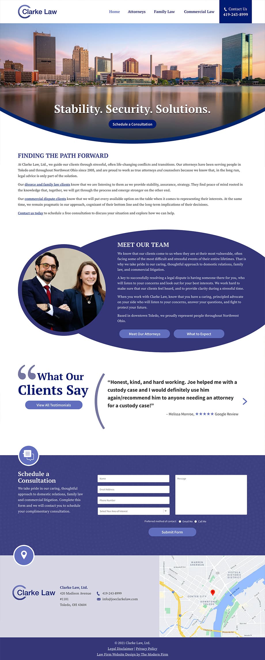 Law Firm Website Design for Clarke Law, Ltd.