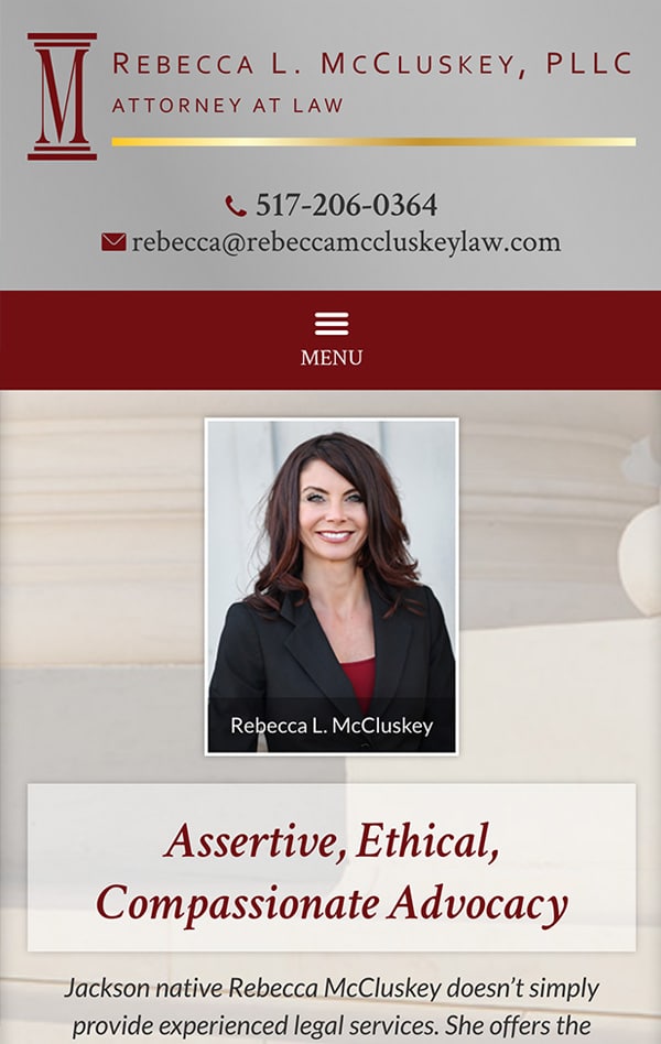 Mobile Friendly Law Firm Webiste for Rebecca L. McCluskey, PLLC