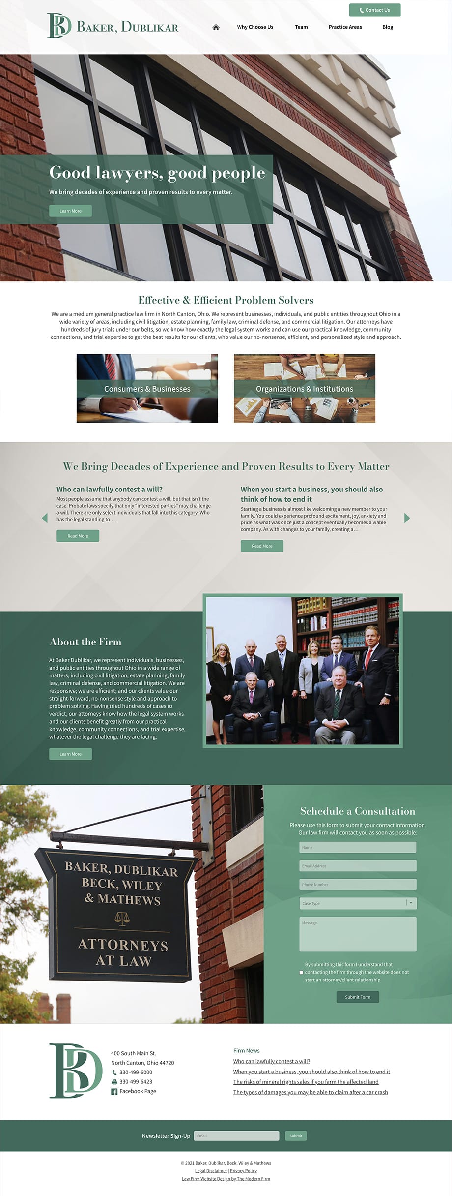 Law Firm Website Design for Baker, Dublikar, Beck, Wiley & Mathews