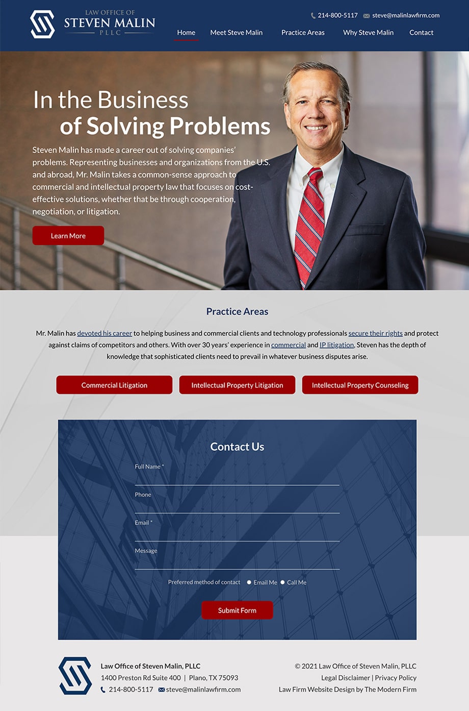 Law Firm Website Design for Law Office of Steven Malin, PLLC