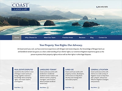 Law Firm Website design for Coast Land Law, LLC