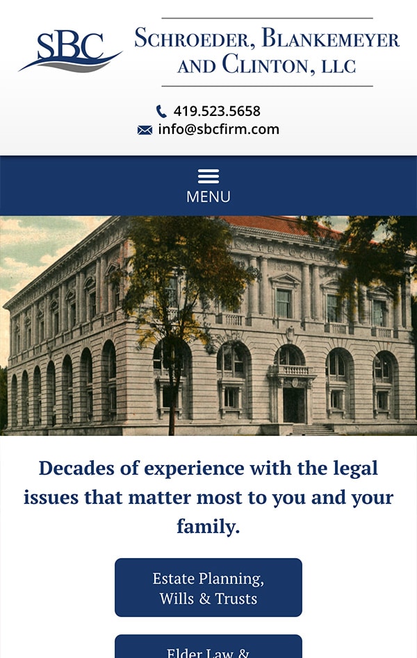 Mobile Friendly Law Firm Webiste for Schroeder, Blankemeyer and Clinton, LLC