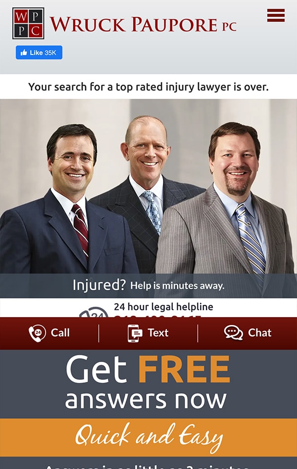 Mobile Friendly Law Firm Webiste for Wruck Paupore PC