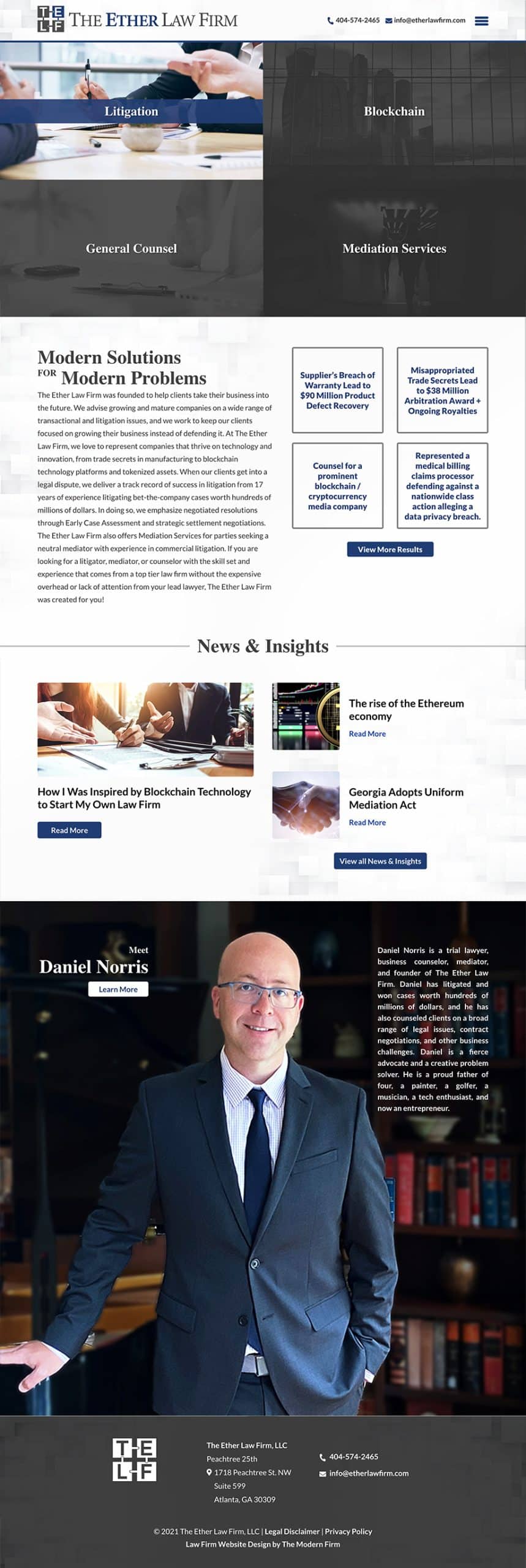 Law Firm Website Design for The Ether Law Firm, LLC