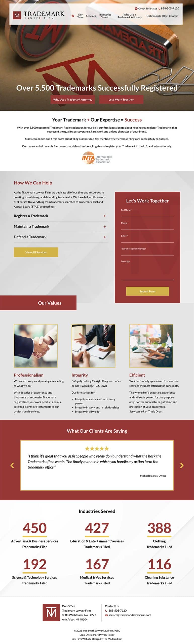 Law Firm Website Design for Trademark Lawyer Law Firm, PLLC