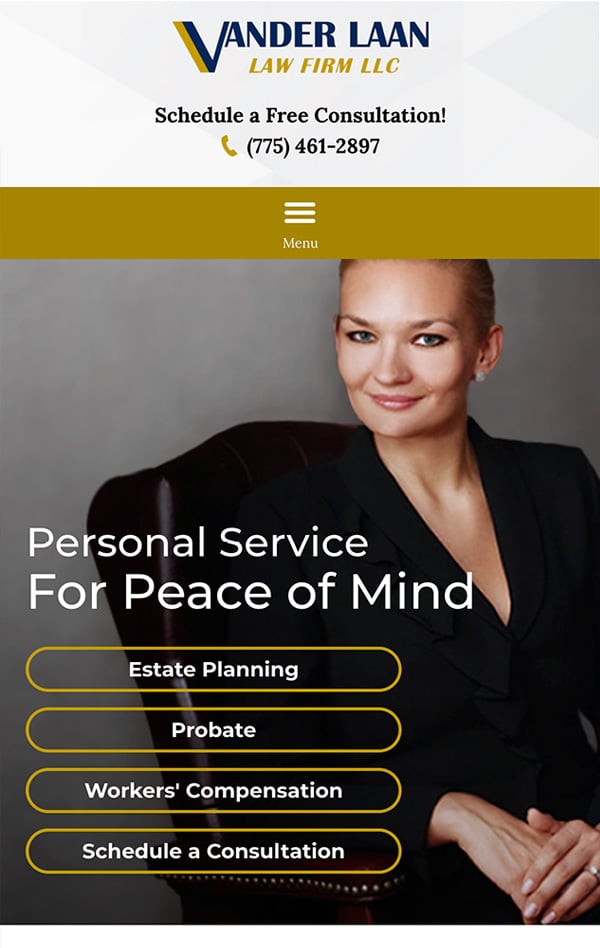 Mobile Friendly Law Firm Webiste for Vander Laan Law Firm LLC