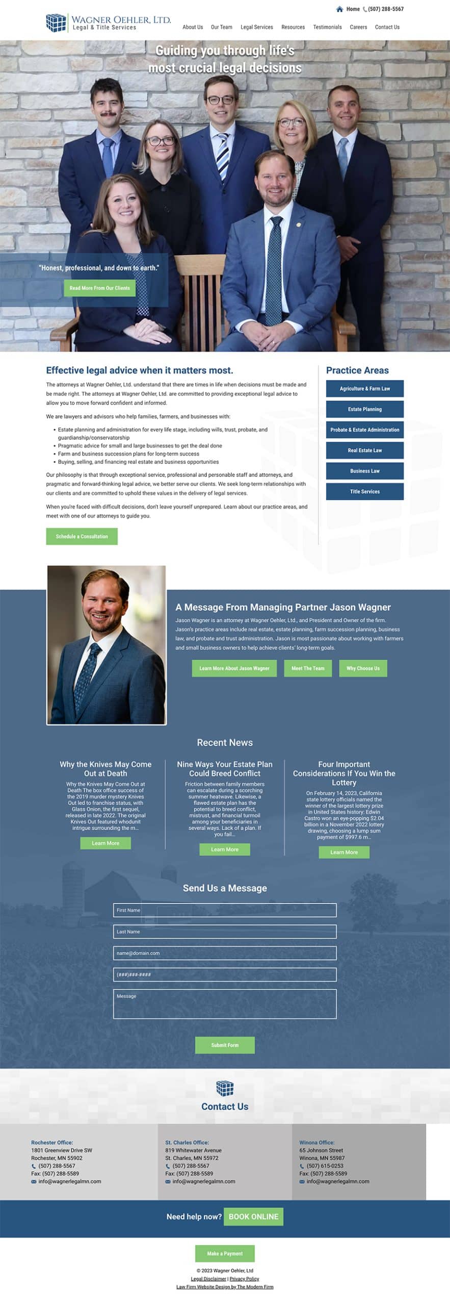 Law Firm Website Design for Wagner Oehler, Ltd.