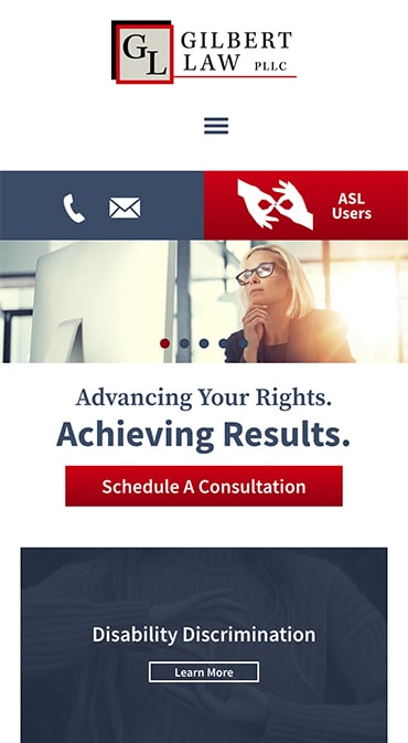 Responsive Mobile Attorney Website for Gilbert Law PLLC