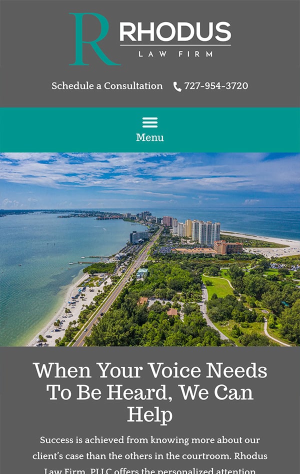 Mobile Friendly Law Firm Webiste for Rhodus Law Firm