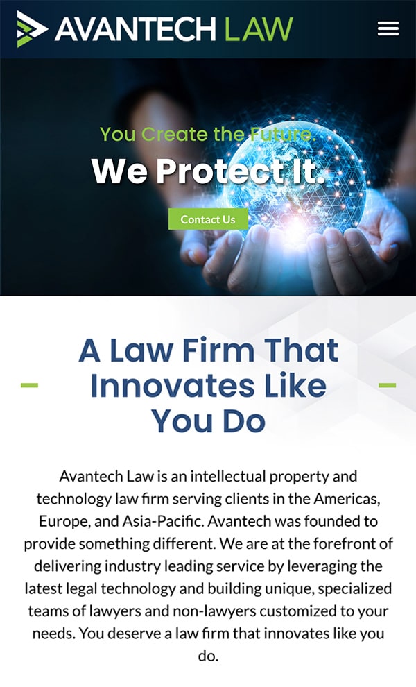 Mobile Friendly Law Firm Webiste for Avantech Law, LLC