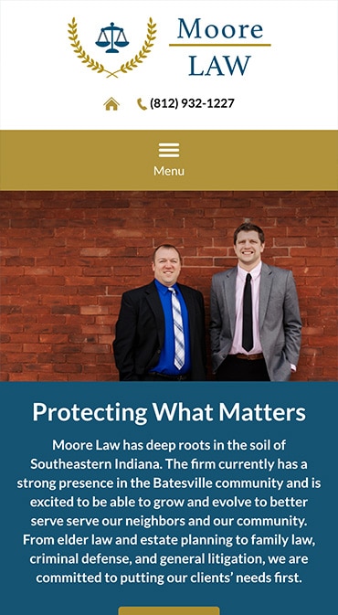 Responsive Mobile Attorney Website for Moore Law, LLC