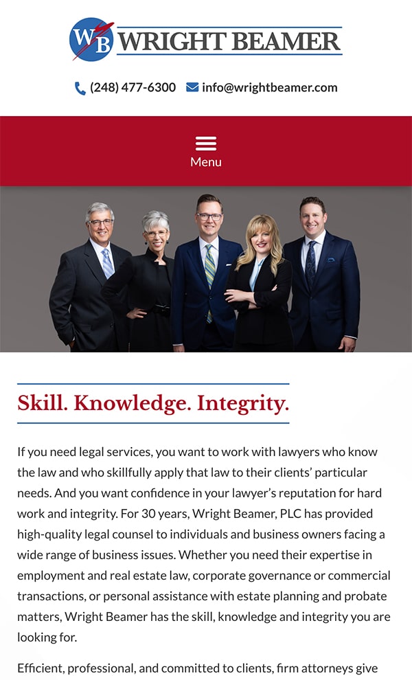 Mobile Friendly Law Firm Webiste for Wright Beamer, PLC