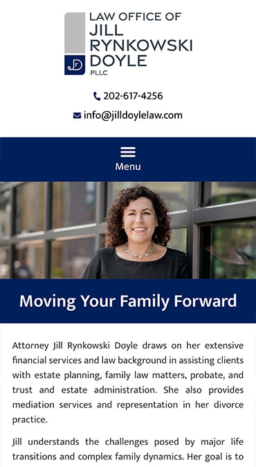 Responsive Mobile Attorney Website for Law office of Jill Rynkowski Doyle PLLC