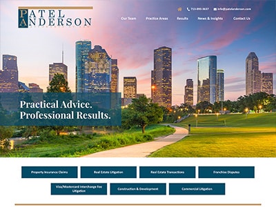 Law Firm Website design for Patel Anderson LLP