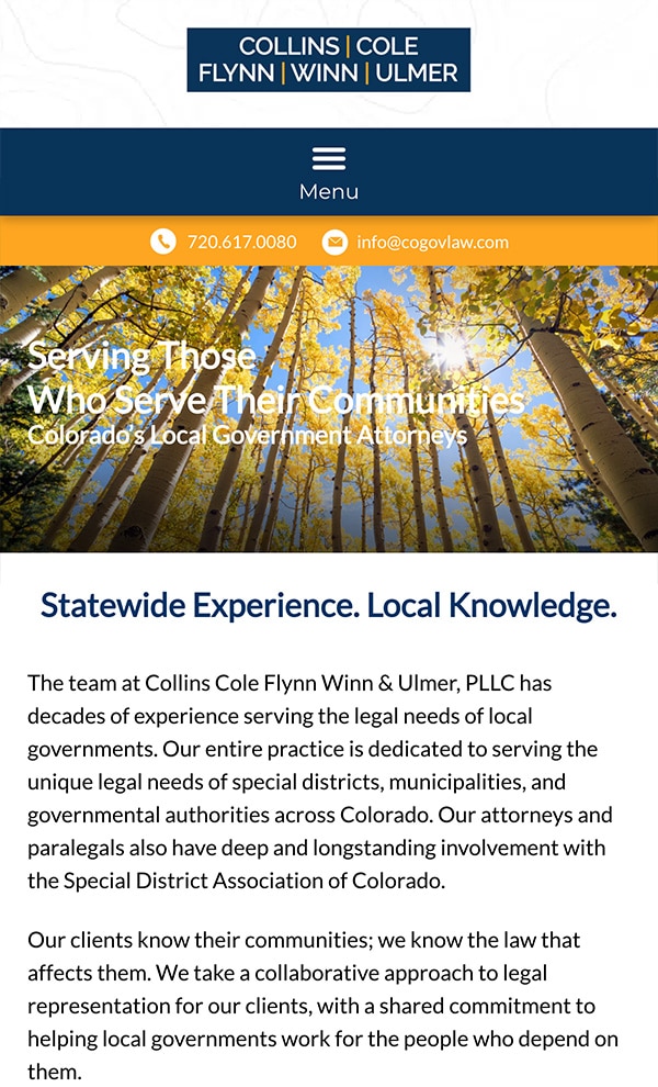 Mobile Friendly Law Firm Webiste for Collins Cole Winn & Ulmer, PLLC