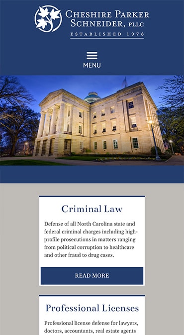 Responsive Mobile Attorney Website for Cheshire Parker Schneider, PLLC