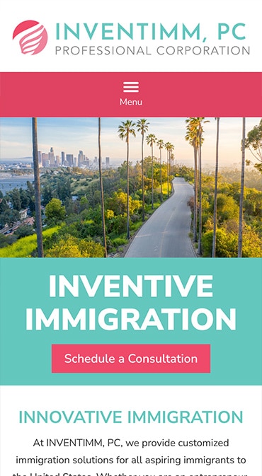 Responsive Mobile Attorney Website for INVENTIMM, PC