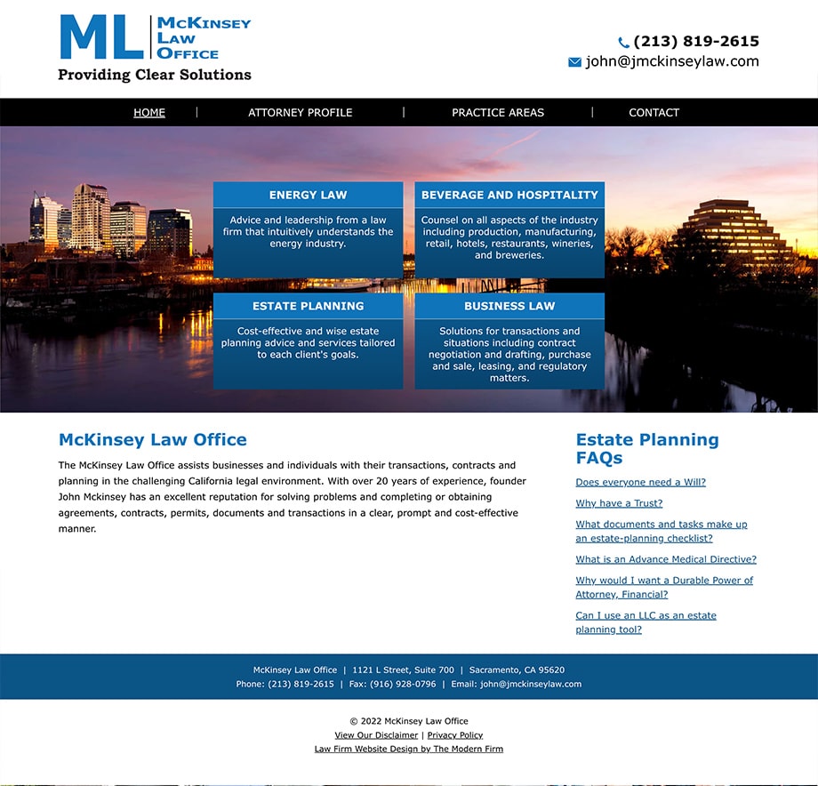 Law Firm Website Design for McKinsey Law Office