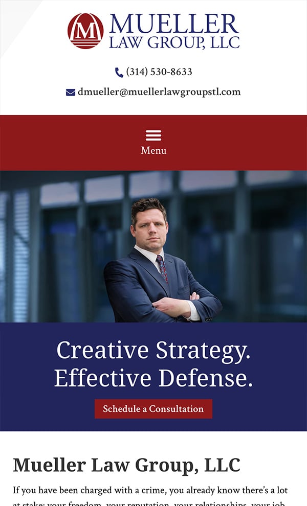 Mobile Friendly Law Firm Webiste for Mueller Law Group, LLC