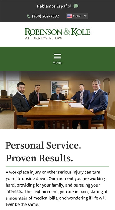 Responsive Mobile Attorney Website for Robinson & Kole