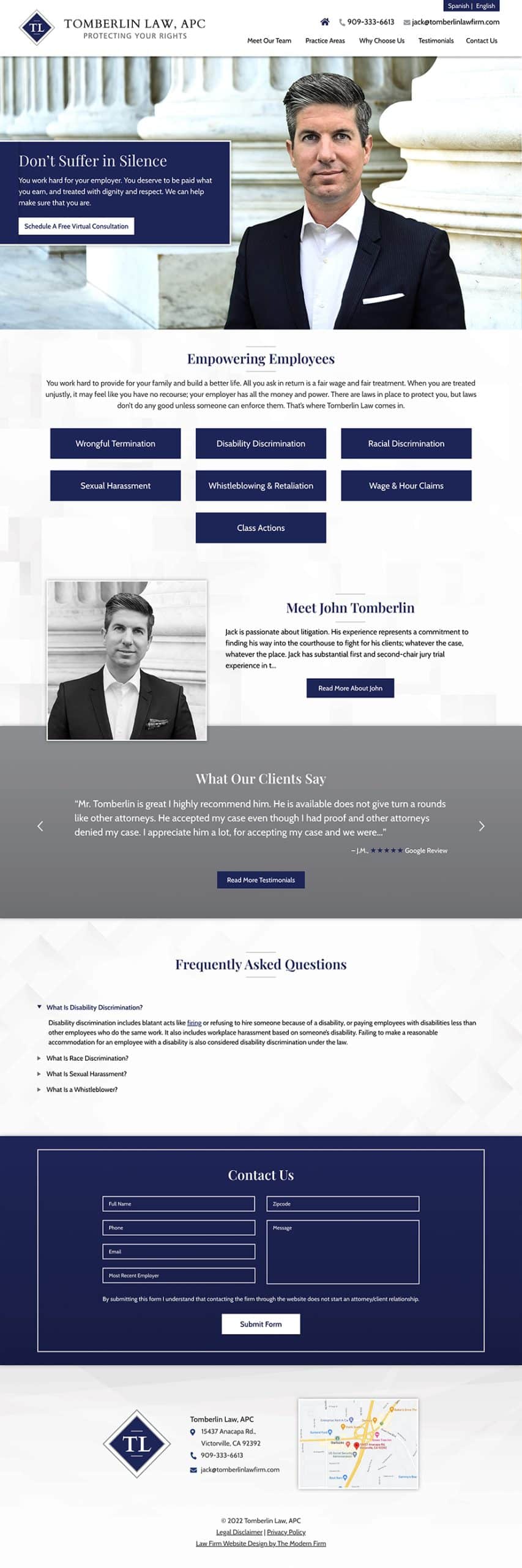 Law Firm Website Design for Tomberlin Law, APC