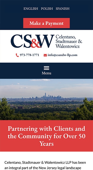 Responsive Mobile Attorney Website for Celentano, Stadtmauer & Walentowicz, LLP