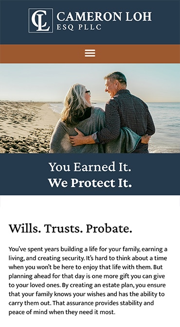 Responsive Mobile Attorney Website for Cameron Loh, ESQ PLLC