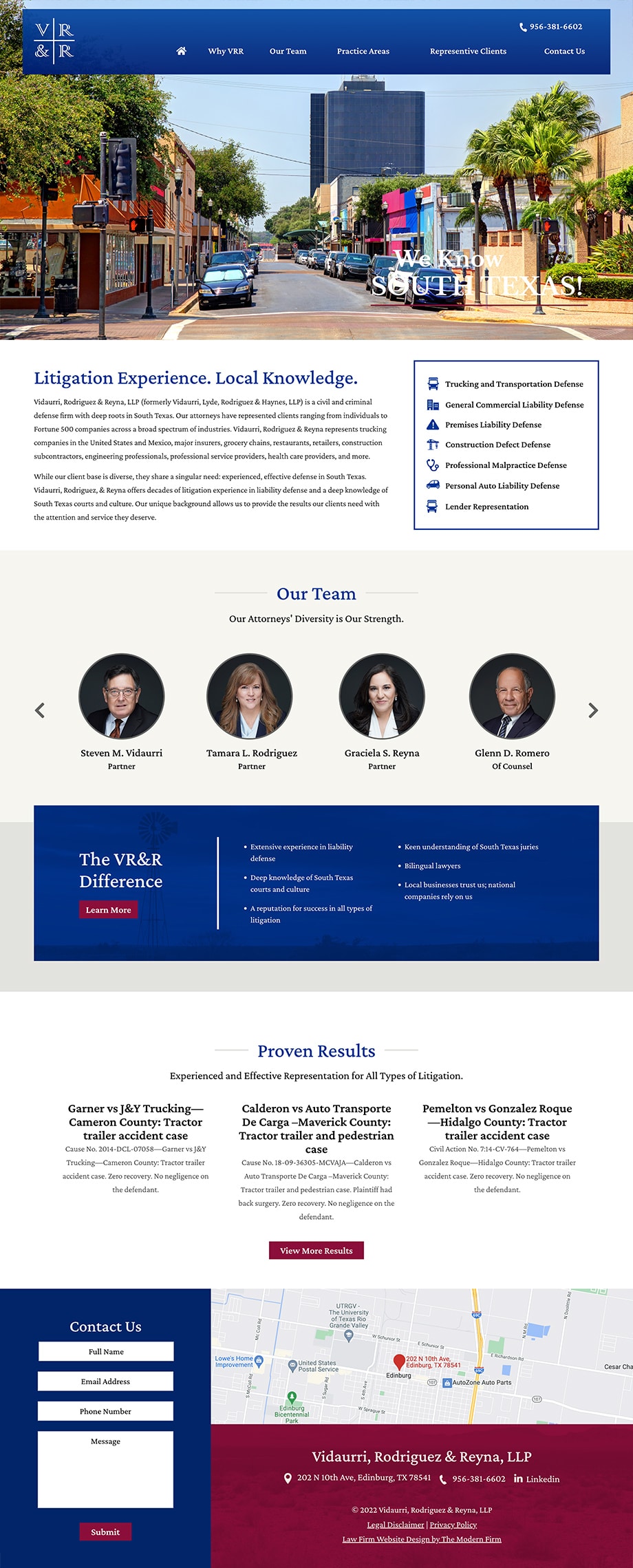 Law Firm Website Design for Vidaurri, Rodriguez & Reyna, LLP