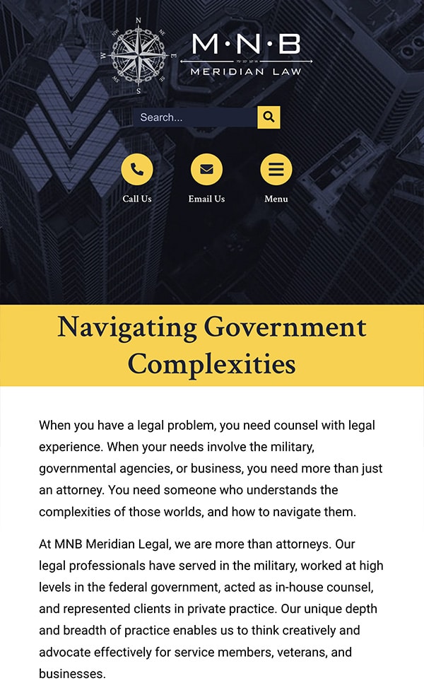 Mobile Friendly Law Firm Webiste for MNB Meridian Law Ltd.