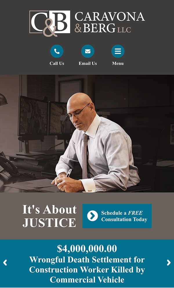 Mobile Friendly Law Firm Webiste for Caravona & Berg, LLC