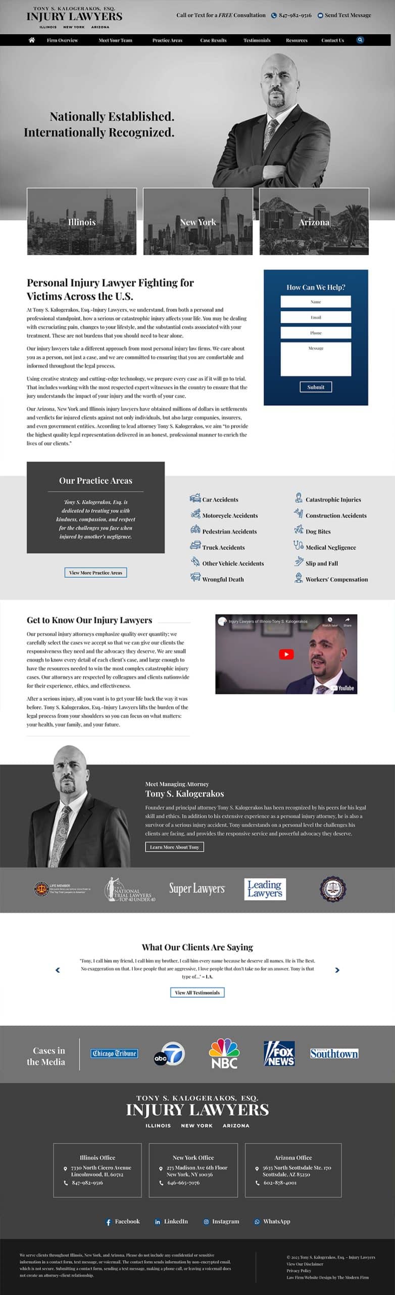 Law Firm Website Design for Tony S. Kalogerakos, Esq. - Injury Lawyers