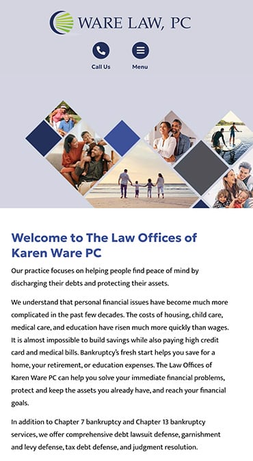 Responsive Mobile Attorney Website for The Law Offices of Karen Ware PC