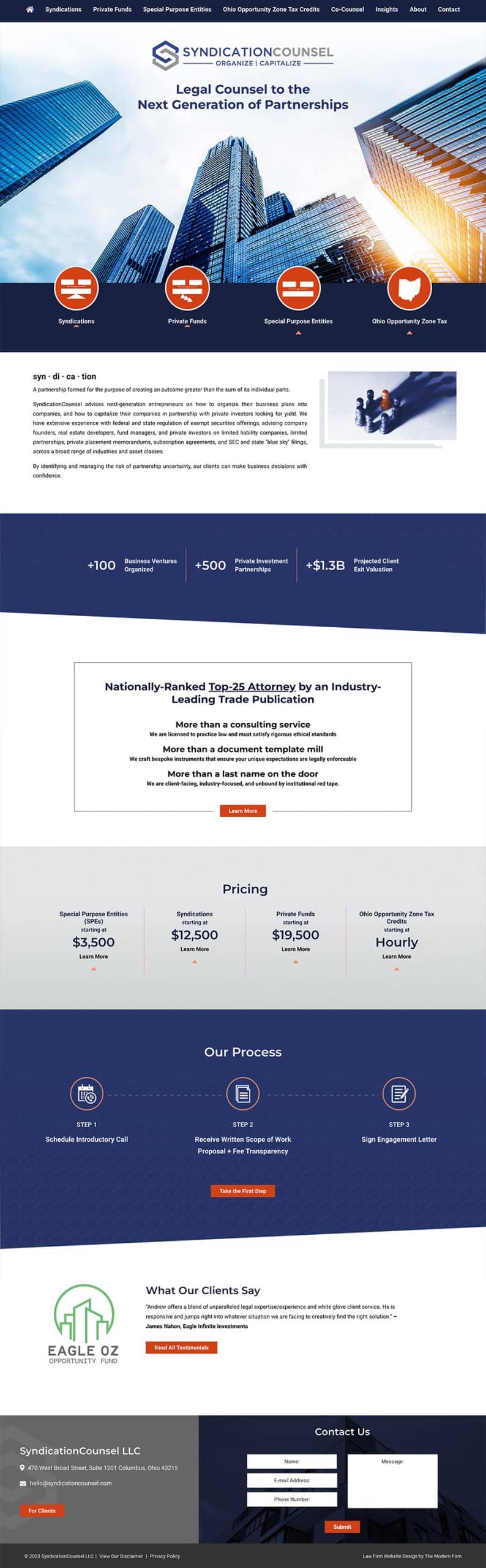 Law Firm Website Design for SyndicationCounsel LLC