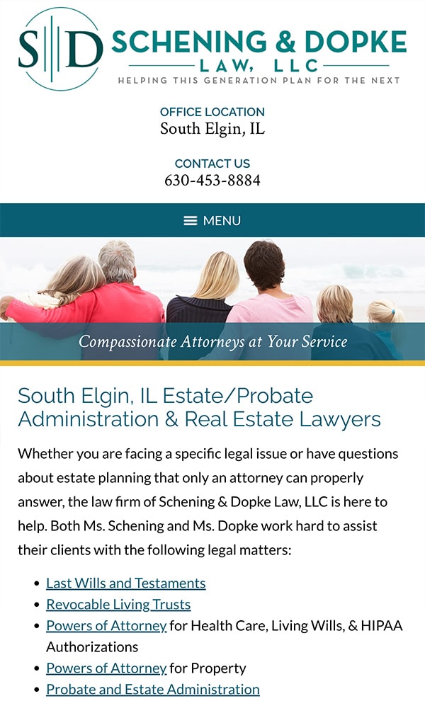 Mobile Friendly Law Firm Webiste for Schening & Dopke Law, LLC