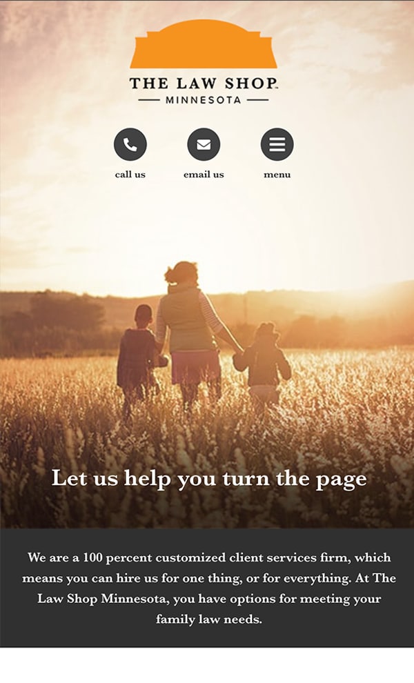 Mobile Friendly Law Firm Webiste for The Law Shop Minnesota
