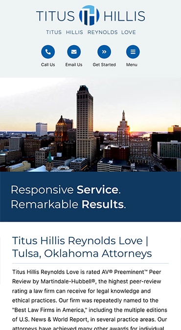 Responsive Mobile Attorney Website for Titus Hillis Reynolds Love